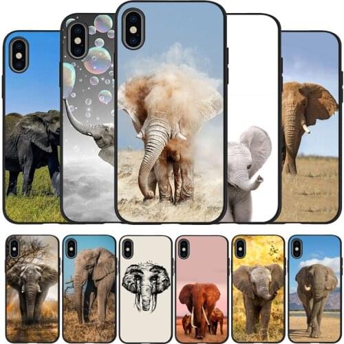 Elephant Wild Animals black Silicone Phone Case For iPhone 12 XR XS Max 5 5S SE 2020 6 6S 7 8 PLUS X 11Pro Max 11 Cover