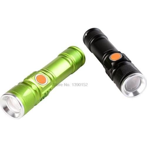 By dhl 200pcs high quality Bright 3 Modes XPE 3800LM USB Rechargeable Flashlight Portable Lantern Waterproof Torch Zoomable