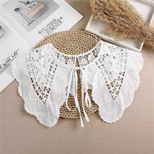 Women Bowknots Lace Fake Collars Adjutable Shirt Detachable Collars Shawl Ladies Hollow Embroidery False Collar Nep Kraagie