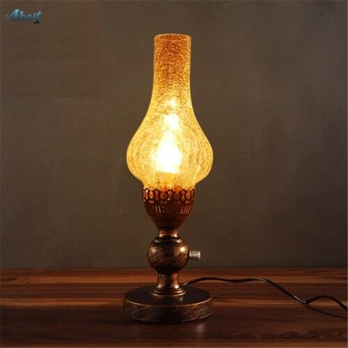 European Retro Kerosene Table Lamps Vintage Dimming Living Room Bedroom Bedside Dining Room Candle Desk Lights Decor Fixtures