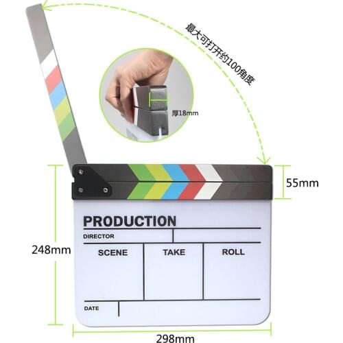 Magnets Acrylic Clapperboard TV Movie Film Clapper Board Director Video Scene Action Slate Clap Cut Prop Clapperboard