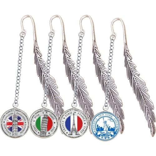 8CM Metal Bookmark Famous Landscape Italy Pisa Rome Statue Liberty Paris Eiffel Tower Egypt Sphinx rio de janeiro loneon