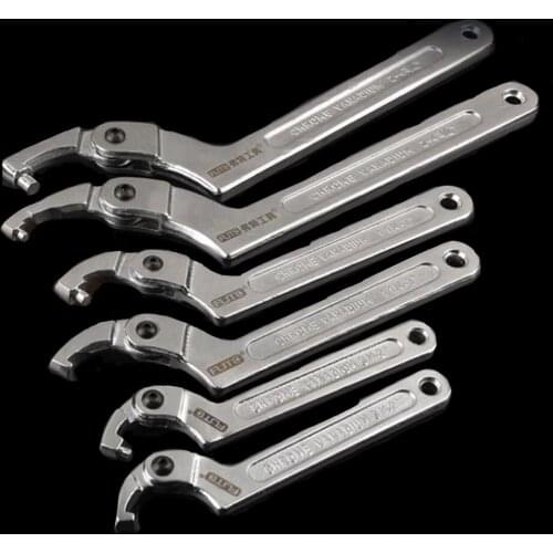 Multifunctional Chrome Vanadium Adjustable Square Head and Round Head Spanner Hook Wrench Tools Hand Tool
