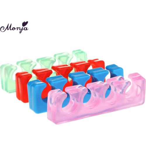 Monja 2 Pcs Nail Art Silicone Finger Toe Separator Nail Polish UV Gel 3D DIY Design Painting Separate Hand Holder Manicure Tool