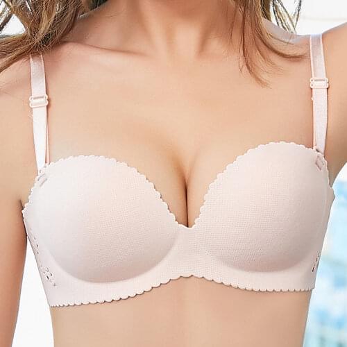 New style breathable sexy single-piece womens thin and thick small chest half cup palm-gathered underwear