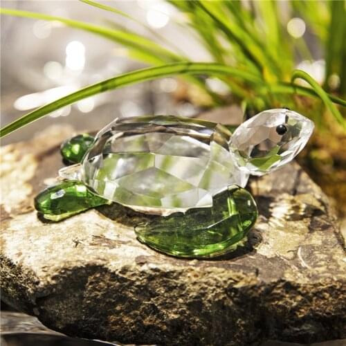 H&D Feng Shui Crystal Turtle Tortoise Figurine Collectibles Glass Statue Ornament Lucky Gift of Good Health,Peace & Prosperity
