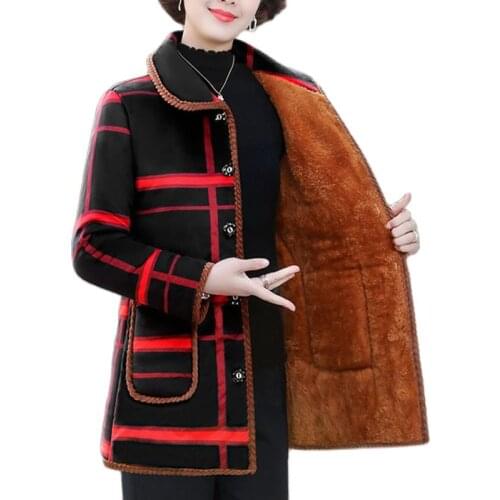 Cotton Padded Parkas2021winter Middle-Aged Elderly Female Cotton Coat Retro Single-Breasted Plush Thick Warm Jacket Women Parka