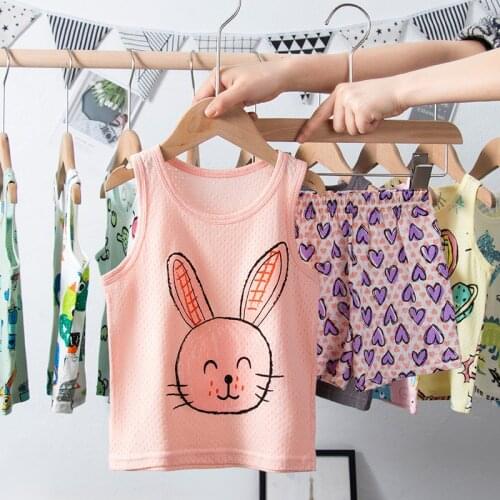 Clothing Sets Summer Cartoon Vest Suits for Boys and Girls Casual Sets for Kids Toddler Pajamas Clothes for Teenagers Girl Sets