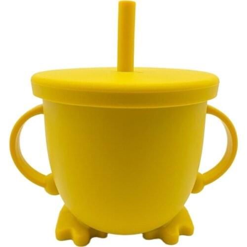 Portable Baby Feeding Straw Bottle Toddler Learning Drinking Silicone Sippy Cup Q1FE
