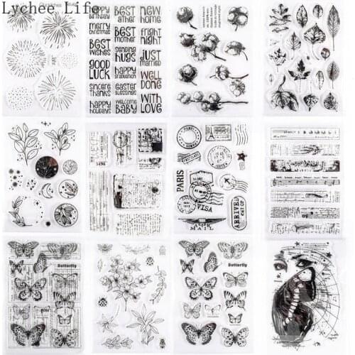 Lychee Life Butterfly Plants Clear Stamp Transparent Silicone Stamp Seal Sheet For Scrapbooking Photo Album Decoration