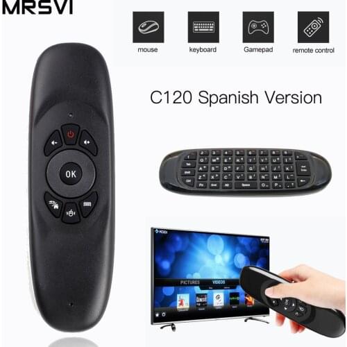 Spanish C120 2.4G Gyroscope Air Mouse Mini Wireless Keyboard Russian Arabic English for Android Smart TV Box PC Remote Control