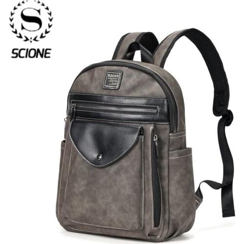 Scione 2020 New Korean Backpack Male Business British style Backpack Retro Casual fashion leather bag student school bag