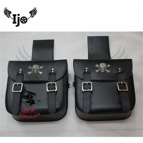 Ijo Motorcycle saddle bags PU Leather Bag For Yamaha cruise vehicle side Panniers Tool Bag for Harley Cruiser after market