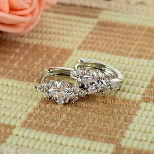 Elegant Female Crystal Circle Hoop Earrings Luxury Gold Color Wedding Earrings Fashion Love Bride Earrings For Women