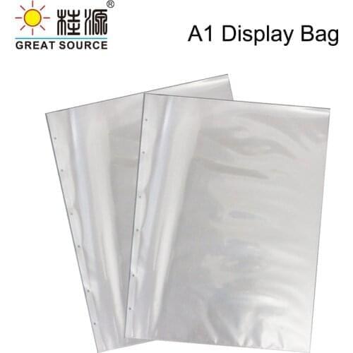 A1 Presentation Bag A1 Binder File Bag Poly-Punched Pocket 6 Holes For A1 Ring Binder Folder W610*H845mm(24.02"*33.27") (30pcs)