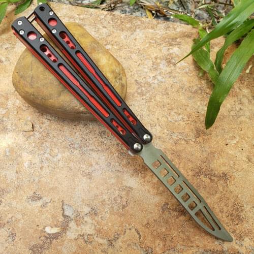 Theone Chimera Butterfly Trainer Knife D2 Blade Sandwich Handle bushings system Jilt Knife Free-swinging Survival Knife Hunting
