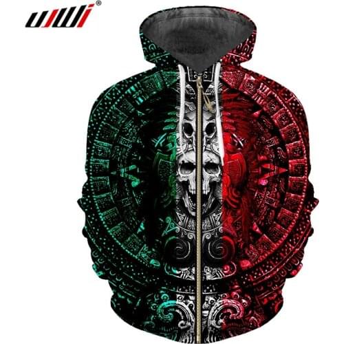 UJWI Autumn Spring Zipper Hoodies Men/women Trend Hooded Tracksuits Cool 3d Print Skull Sweatshirt Hoodie Pattern Custom