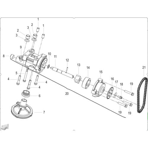 Engine oil pump shaft oil collecter inner rotor outer rotor oil pump chain oil pump driving gear page Of Benelli TRK502
