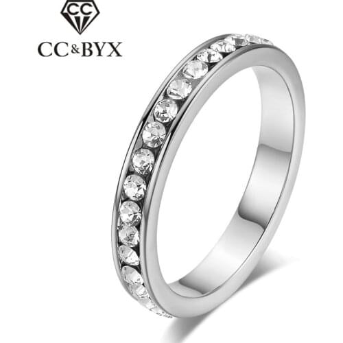 CC Fashion Jewelry Rings For Women Cubic Zirconia Silver-Plate Simple Design Bride Wedding Ring Engagement Bijoux CC1036