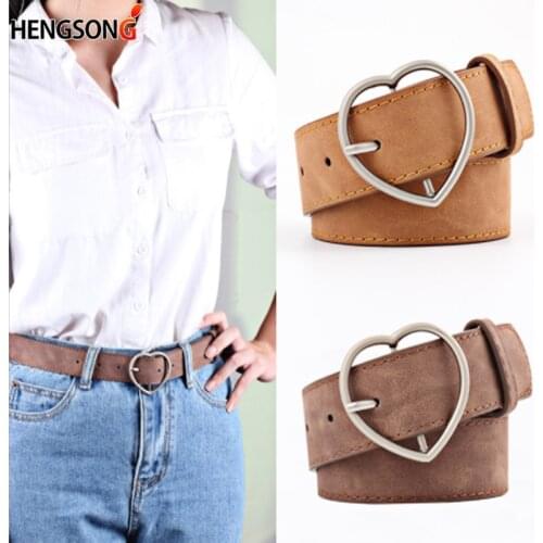 2019 Women Heart Shape Pin Buckle Designer Women Imitation Leather belt Brand Belts High Quality Imitation leather Women belt