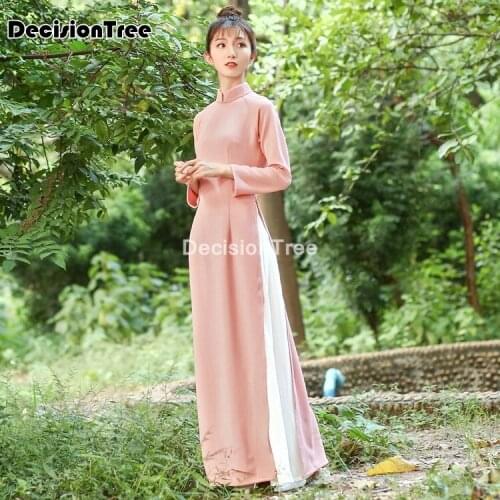 2021 women cheongsam vietnam aodai long elegant dress suit female dress ao dai chinese dressoriental qipao elegant party dress