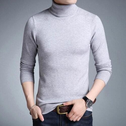 Winter Mens High collar Sweater Casual Mens Turtleneck Solid Color warm pullover male Slim Fit Knitted Thick Wool Pullovers Top