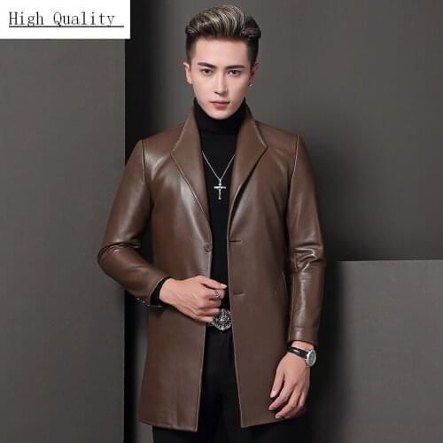 100% Genuine Leather Jacket Men Winter Autumn Clothes 2020 Streetwear Slim Fit Real Sheepskin Coat Long Jackets T-68-8009