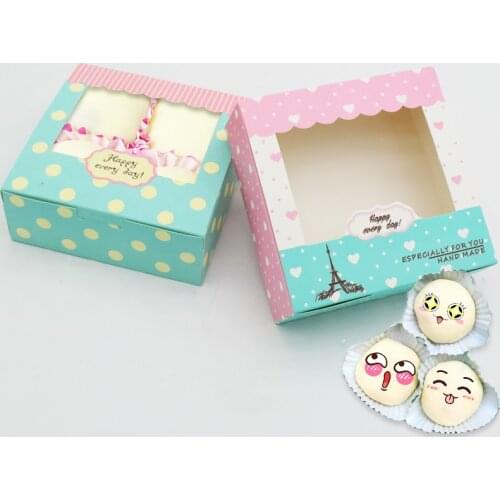 100pcs Kraft Paper Boxes For Packaging Cupcake Gift Box Pink Window Flower Wedding Box For Cake Candy Cookies Toy Party Favors