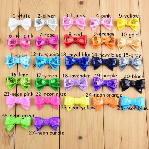 20 pcs/lot , Mini Sequin Bow Appliques, You Pick Your Colors , 1.5 Inch Sequin Bows