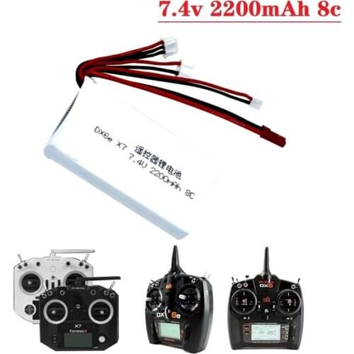 7.4v For Taranis Q X7 DX6e DX6 DX8 Transmitter Remote Controller Spare Part 2S 7.4V 2200mAh 8C Rechargeable Lipo Battery 1Pcs