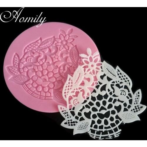 Aomily Lace Flower Silicone Cake Mold Fondant Mold Chocolate Mold Pastry Candy Jelly Cake Mould Kitchen Baking Mold Cake Stencil