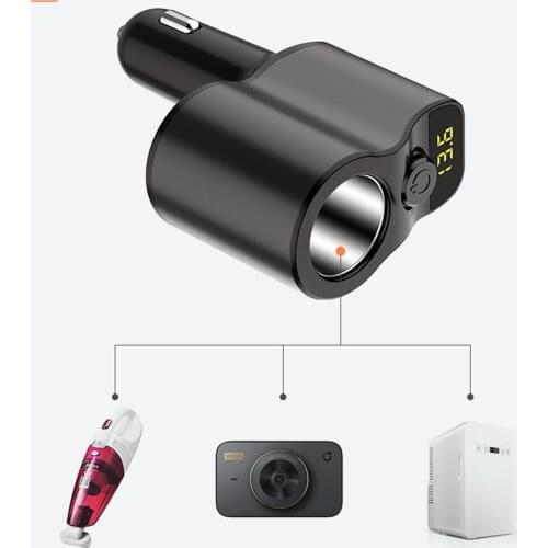 ABS Car Mp3 Player Multifunctional Bluetooth Transmitter Receiver Dual USB Ports Car Cigarette Lighter Quick Charger-Black