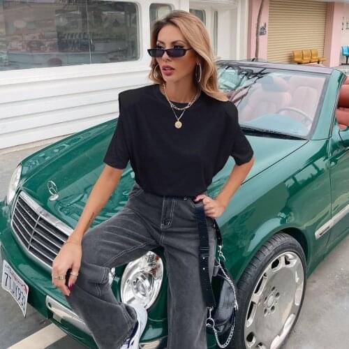 BoozRey Woman Tshirts 2021 Womens Fashion Clothing Tops Stitching Loose Casual Round Neck Pullover White T-shirt Summer