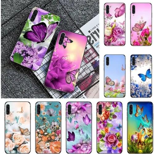 Flying Butterfly beautiful flower Phone Case For Samsung galaxy A S note 10 7 8 9 20 30 31 40 50 51 70 71 21 s ultra plus