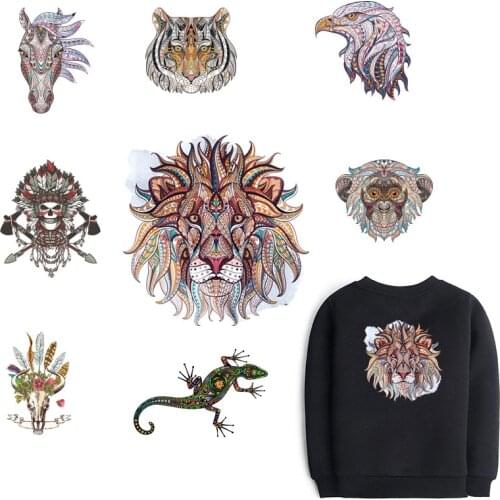 COSBILL 1 Big Lion 7 Pieces Animals Series For Clothing Stickers DIY A-Washable Iron On Patches Family Gift Applique Y-204