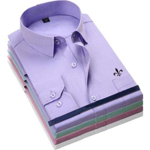 Dudalinas 2021 Men Shirt Long Sleeve Fashion Classical Solid Striped Twill Male Formal Work Shirts Brand Dress Shirt Man Pocket