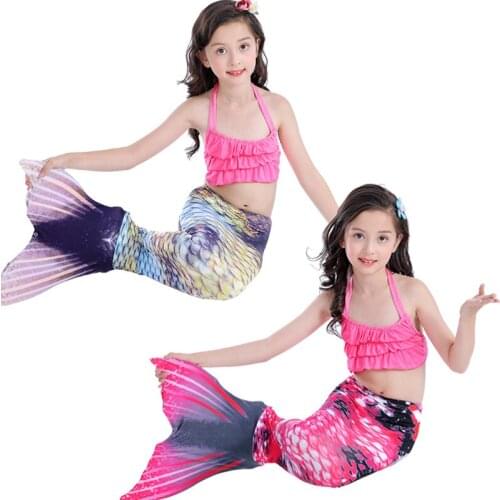 DUOJIAOYAN Girls Mermaid Tails Swimming Dresses Cosplay Costume Children Mermaid Swimsuit