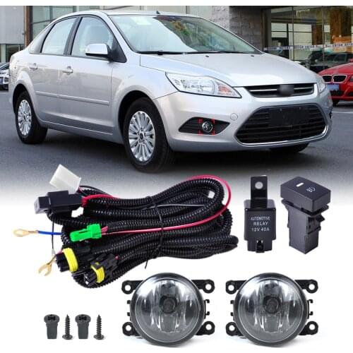 DWCX Wiring Harness Sockets + Switch + 2pcs Fog Lights Lamp 4F9Z-15200-AA for Ford Focus Honda CR-V Acura Nissan Suzuki Subaru