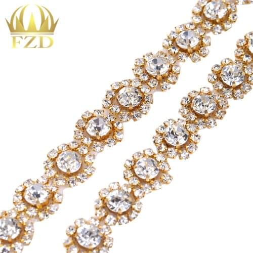 FANGZHIDI DIY Iron On USA Rhinestone Crystal Sashes Applique silver Glasses for Wedding Dress Bridal Trims