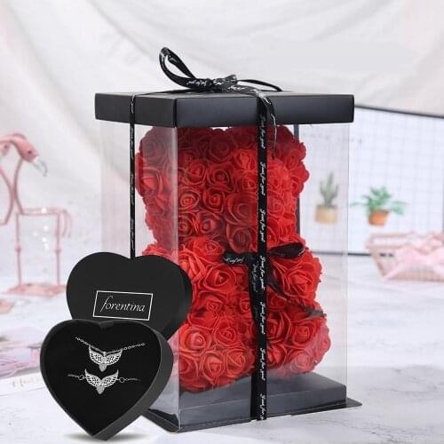 Forentina Melek Kanadı Kolye Bileklik Teddy Bear Kırmızı Güllü PS1771