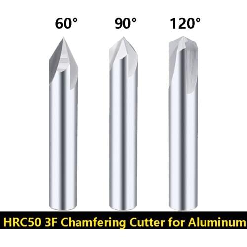 BEYOND HRC50 3 Flute Chamfering Cutter for Aluminum 60° 90° 120° Tungsten Steel Chamfer End Milling Cutter free shipping