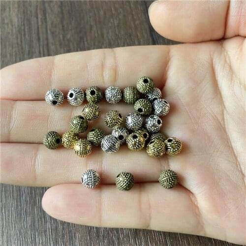 JunKang Retro Tibetan Silver Pitted Perforated Spacer Beads DIY Bracelet Necklace Amulet Jewelry Connector Making Accessories