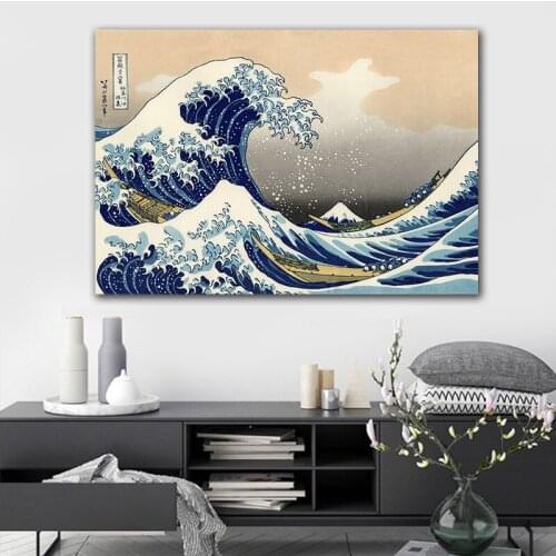Canvas Paintings Japanese Style Traditional Posters Wave Kanagawa Vintage Wall Art Picture For Living Room Home Decor