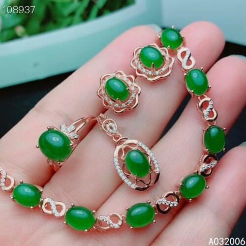 KJJEAXCMY fine jewelry 925 sterling silver natural Jasper earrings ring pendant bracelet luxury ladies suit support testing