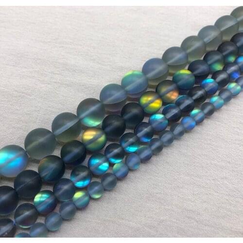 Natural Matte Grey Flash Crystal Round Loose Stone Beads Strand for DIY Bracelet Necklace Jewelry Making 15" 6/8/10/12mm