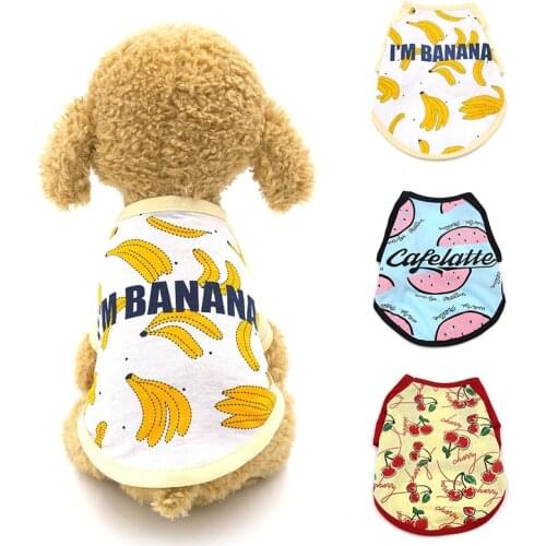 2020 New Summer Cute Dog Puppy Vest Clothes Cat Watermelon Banana Fruit Cute Cotton T-Shirt Pet Clothes For Small Medium Dogs