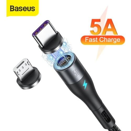 Baseus Magnetic Micro USB Cable For iPhone Samsung Fast Charging Magnet Charger Adapter USB Type C Mobile Phone Cables Wire Cord