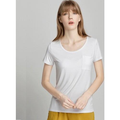 Modal Women Loose T shirts White Top Black Tees Soft Fabric Short Sleeve Shirt Solid Top Plus Size Summer Basic Lightweight