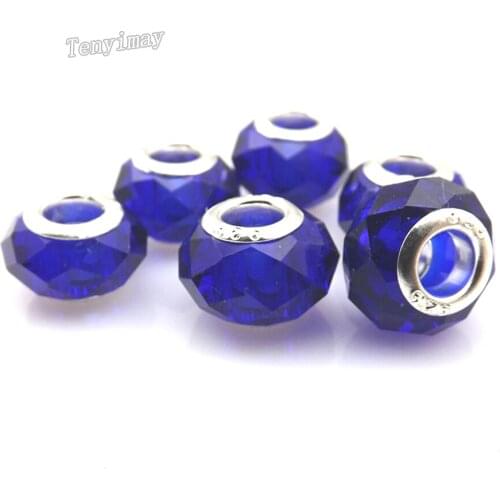 Fashion Royal Blue Faceted Glass Beads For European Bracelet Making 100pcs/Lot