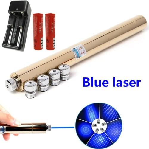 Powerful blue laser cutting torch 445nm 10000m copper laser sight flashlight burning match candle cigarette